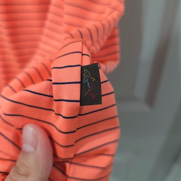 Attack Life By Greg Norman Feeder Striped Polo Casual Shirt, Seaside Coral, L - Picture 8 of 11